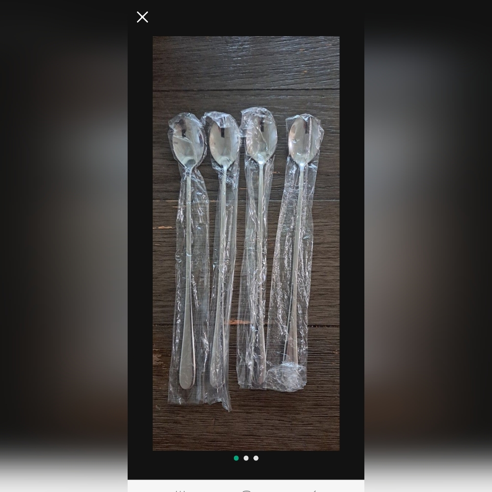 A set of 4 long handle ice tea spoons